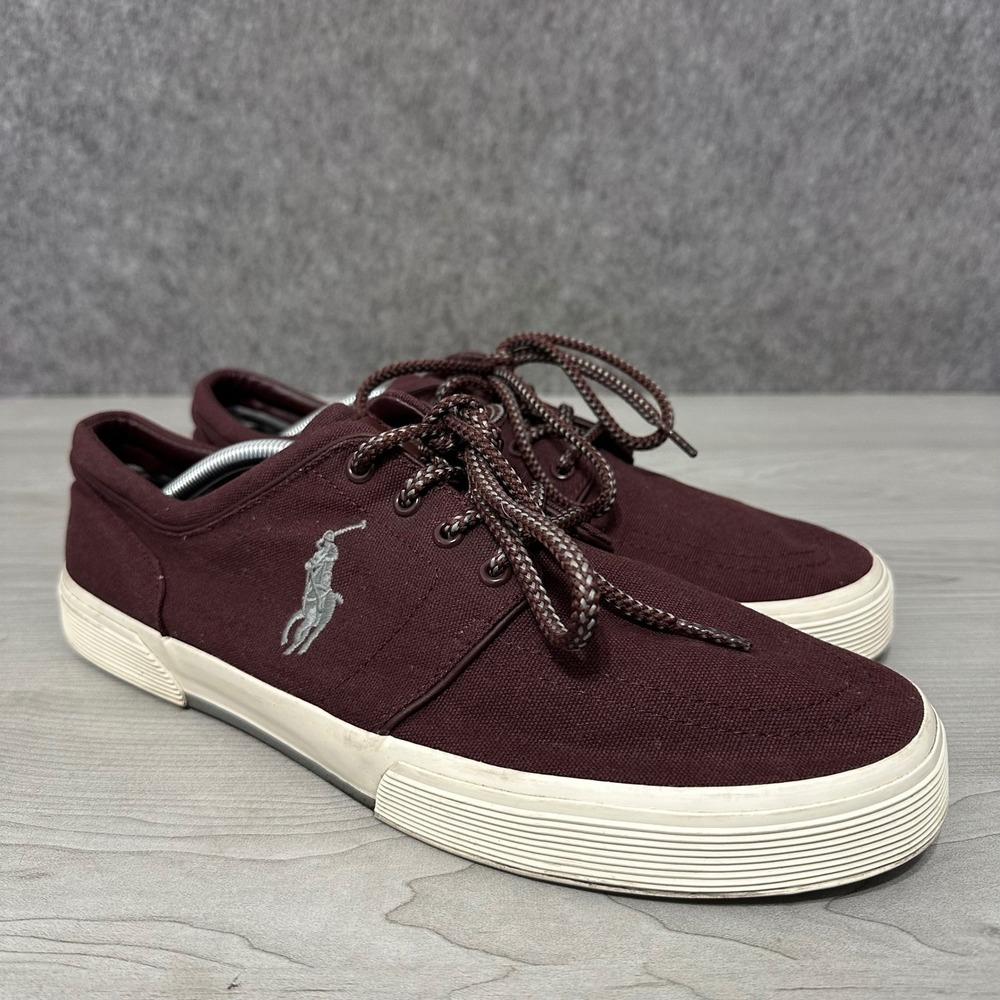 Polo Ralph Lauren Faxon Low Sneakers Mens 13 Burgundy Canvas Casual Shoes
